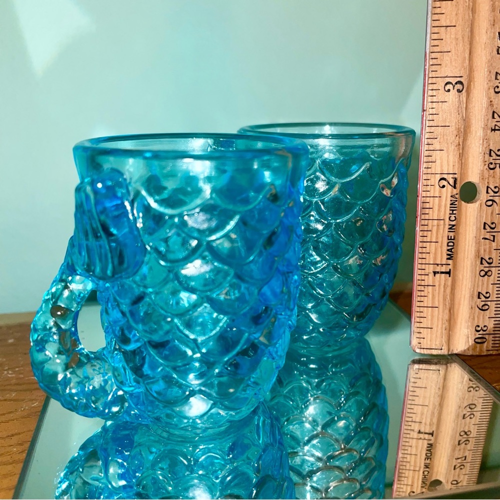 Set of Blue Mermaid Tail Glass Shot Glasses